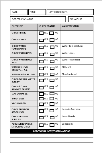 Commercial Pool Maintenance Book